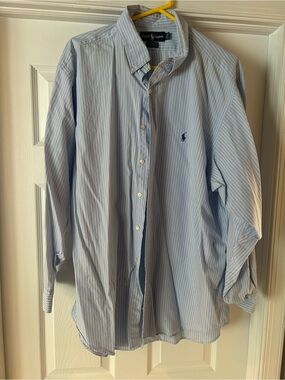 Ralph Lauren Blue & White Pinstripe Button-Down Shirt